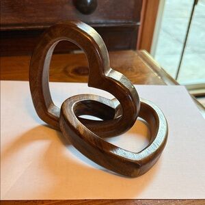 Elegant Brown Wooden Heart Sculpture